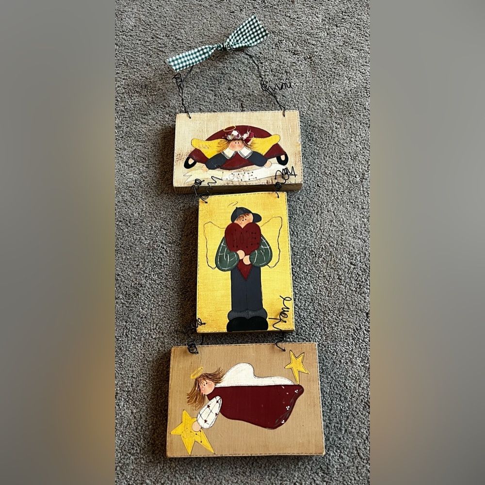 Farmhouse Style Wooden Angel Hanging Wall Decor